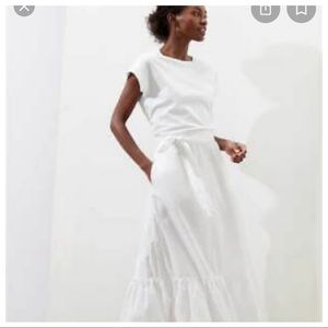 Banana Republic NWT White Flounce Organic Cotton Maxi Dress - Size M